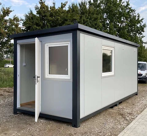 Bürocontainer 6,00 × 2,40 m mit WC, Dusche und Küche (Ref. 2390) – Ansicht 2