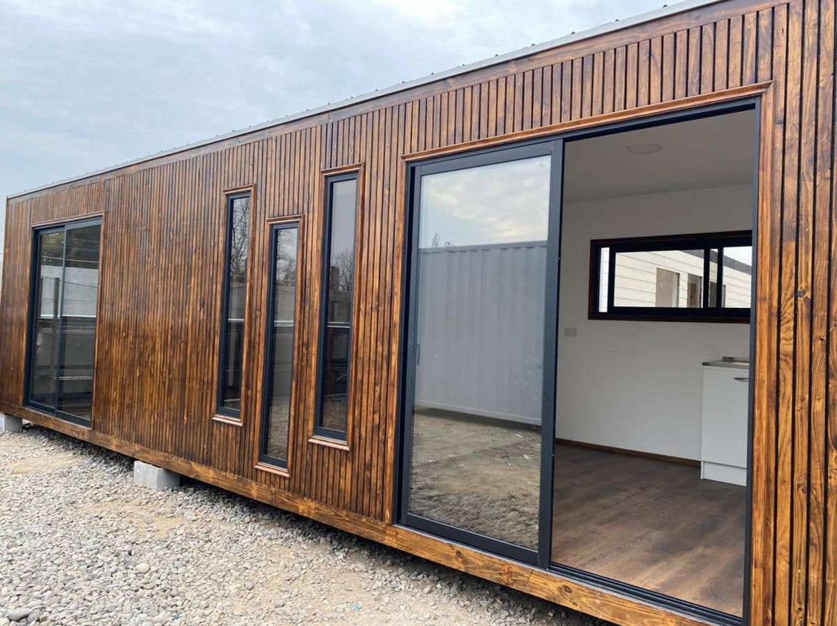 Modulhaus Pichilemu, 12 × 3 m, 2 Schlafzimmer – Ansicht 1